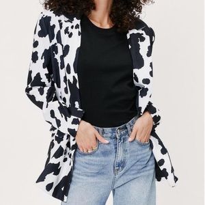 Cow print oversized blazer